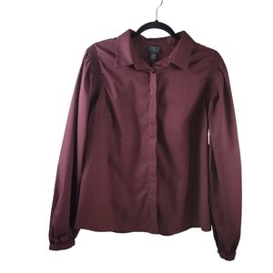 😊NWT Worthington Burgundy Button Down Blouse Sz L